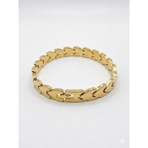 Serpentine Heart Link Gold Plated Bracelet Length 7.3" 18.6 cm